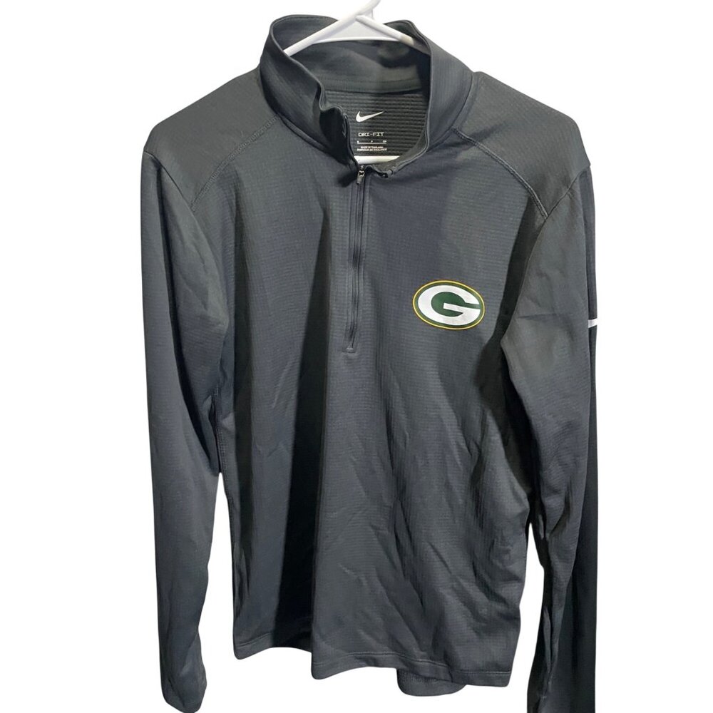 Nike Dri-Fit Green Bay Packers Quarter-Zip Pullover‎ Small Gray